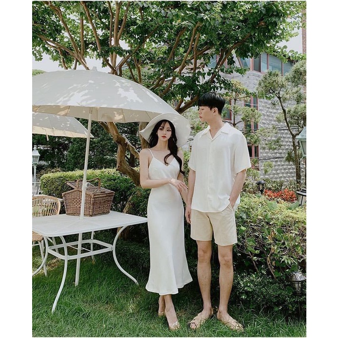 Đồ đôi nam nữ đẹp Set áo váy sơ mi Hàn Quốc dáng dài TRUNGNGUYEN COUPLE STORE