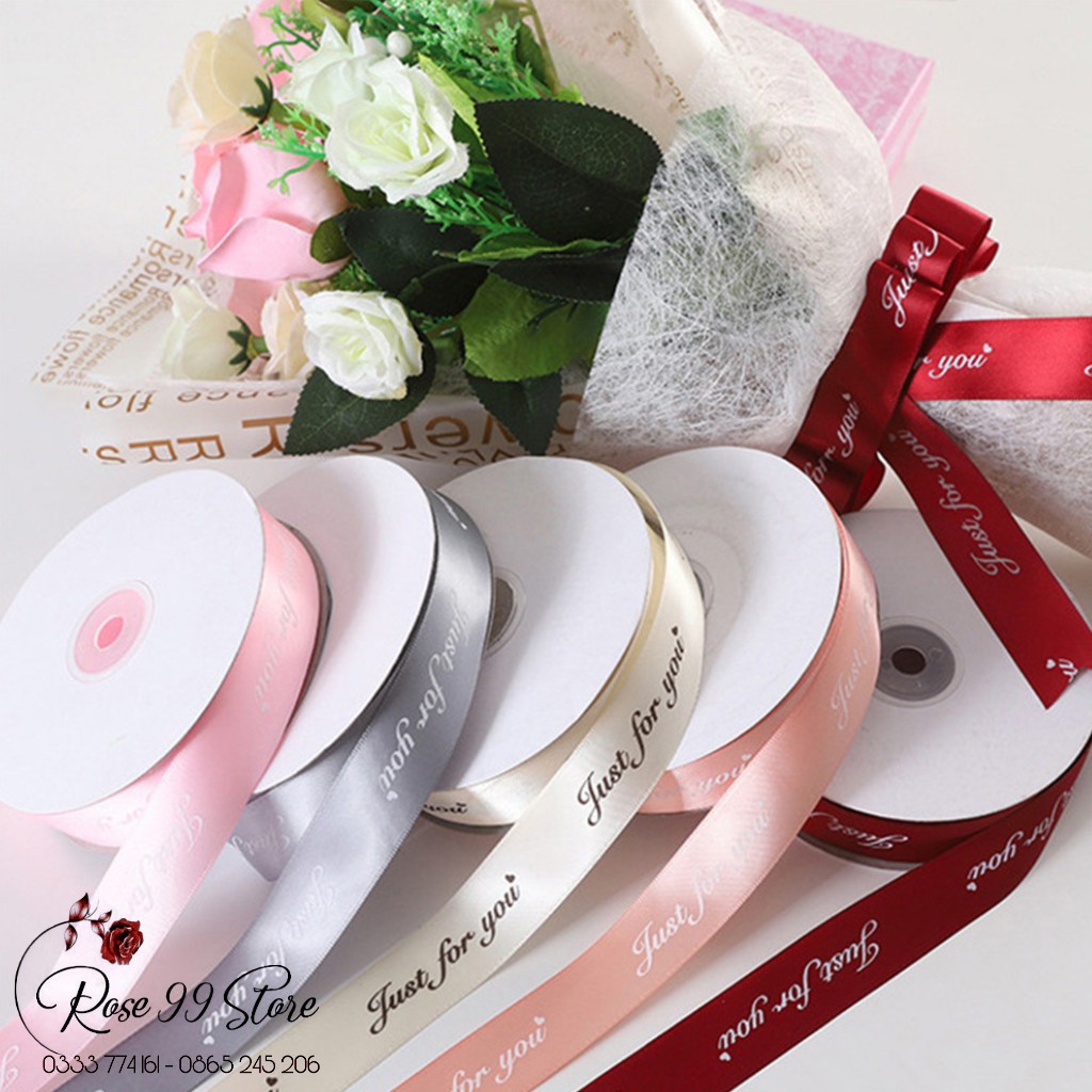 Ruy băng lụa chữ 2,5 cm , ruy băng vải cao cấp Loại 1 dày dặn giá rẻ