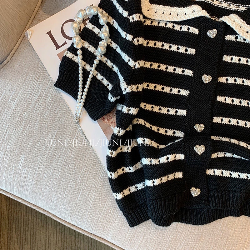 Áo Sweater Tay Ngắn Kẻ Sọc Thời Trang Cho Nữ  tao bao