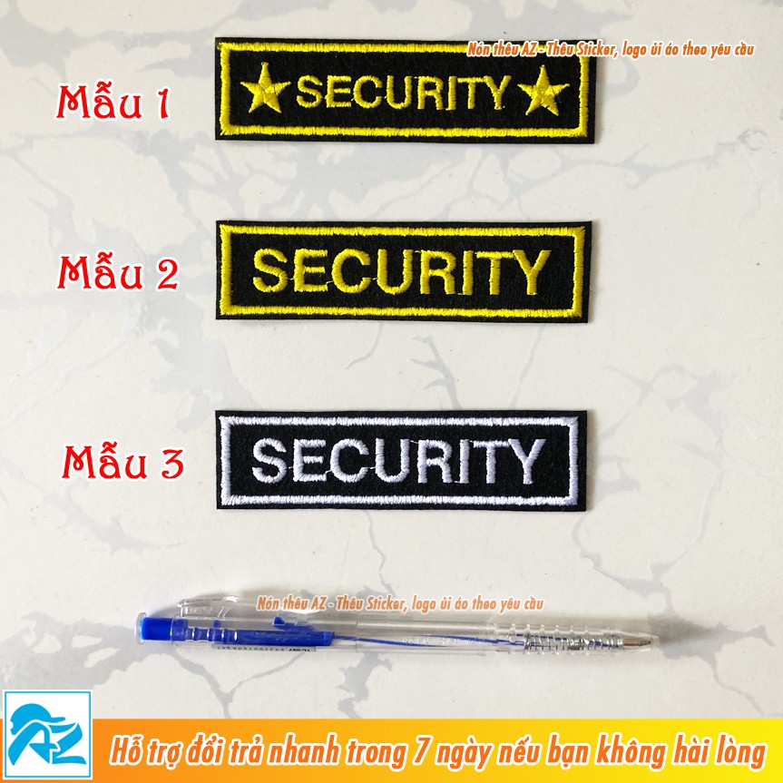Sticker vải ủi thêu logo bảo vệ Security S149