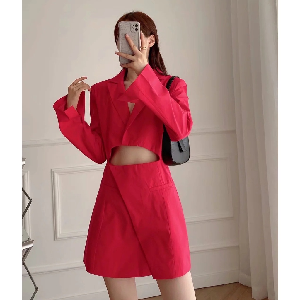 Zara Morocco full tag - Đầm Zara hồng khoét eo thời trang DT9KBG85N10