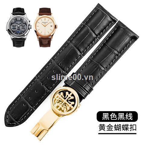 Dây đeo đồng hồ bằng da bò PP khóa bướm cỡ 20mm thay thế cho PATEK PHILIPPE