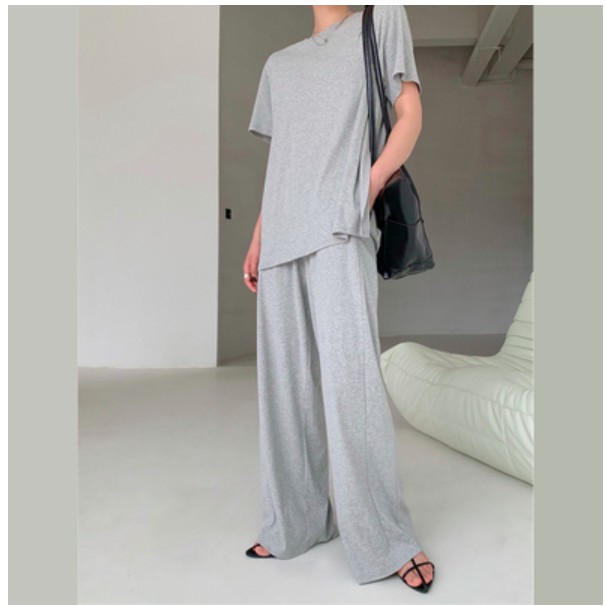 Bộ thời trang áo thun quần thể thao ống rộng cao cấp phong cách châu âu trẻ trung đơn giản. hàng quảng châu BCC118