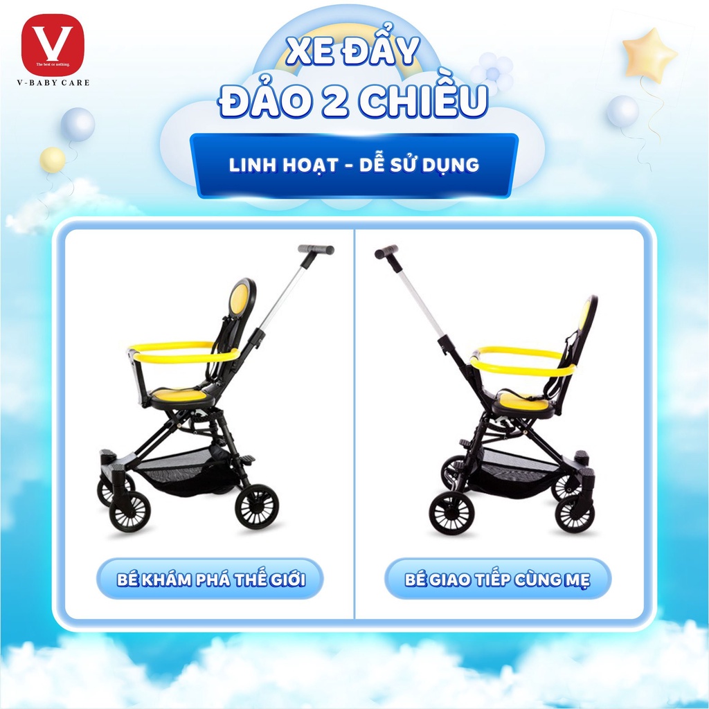 Xe Đẩy Đảo Chiều Gấp Siêu Gọn V-Baby Q2