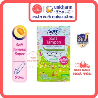 BVS TAMPON SOFY BĂNG VỆ SINH TAMPON SOFY UNICHARM SIÊU THẤM ĐI BƠI HỘP 9