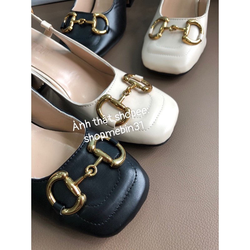 Giày Sandal Cao Gót Mẫu Mới 2021 Thời Trang Gót Trụ Mũi Bo Vuông Cổ Điển 316 (2 Kiểu)