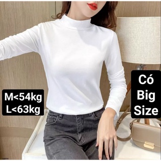 Áo Thun Tay Dài Cổ Lọ Nữ Chất Liệu Borip Cotton Co Giãn Ôm Dáng , Áo Thun Cổ Cao 3 Phân Giữ Nhiệt Bc2024