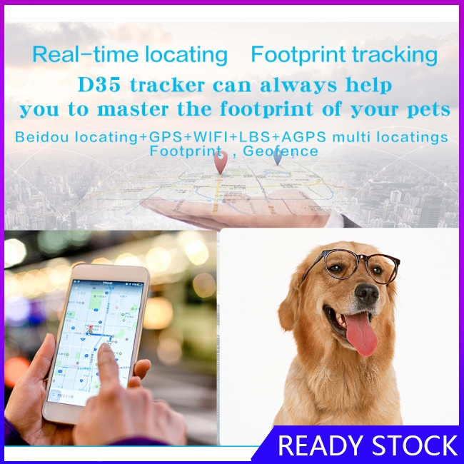 FL【COD Ready】D35 Pet GPS GSM Tracker Dog Cat Real-time Tracking Collar Security Finder Locator