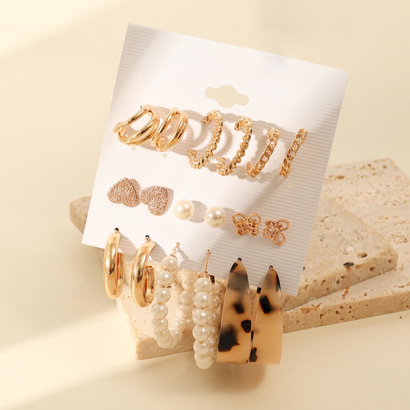 Bộ Khuyên Tai Tròn/Vòng Tròn Bằng Acrylic/Kim Loại/Ngọc Trai Thời Trang Phong Cách Vintage