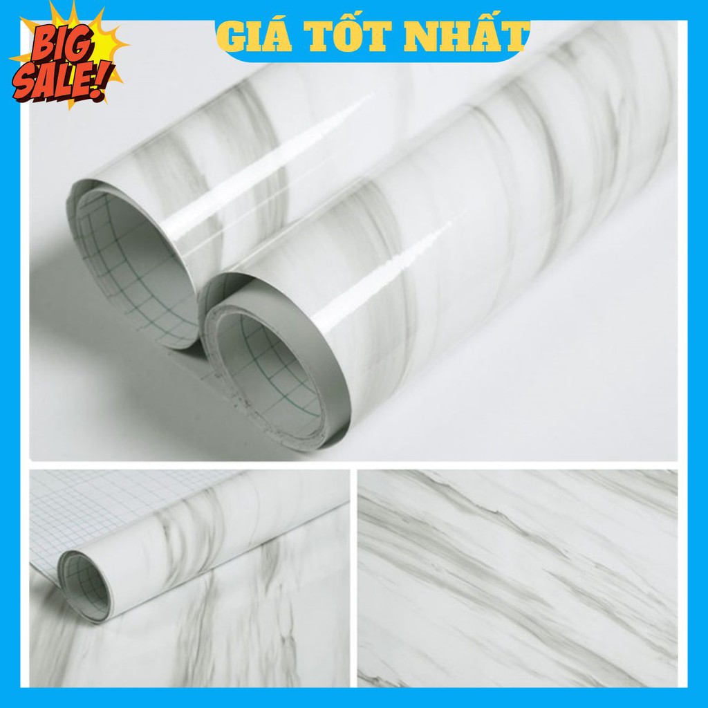 Decal Giấy Dán Tường đá hoa cương nền trắng 10M khổ 45cm sẵn keo sang trọng