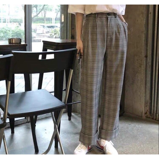 Quần caro màu xám unisex basic ulzzang | BigBuy360 - bigbuy360.vn