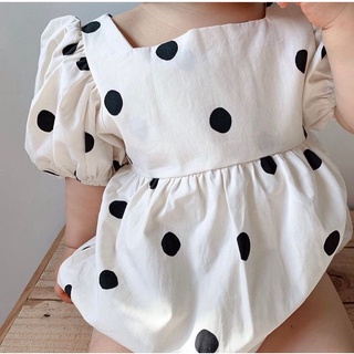 Váy bé gái, bodysuit cho bé, Váy chấm bi cho bé gái kiểu dáng Hàn Quốc