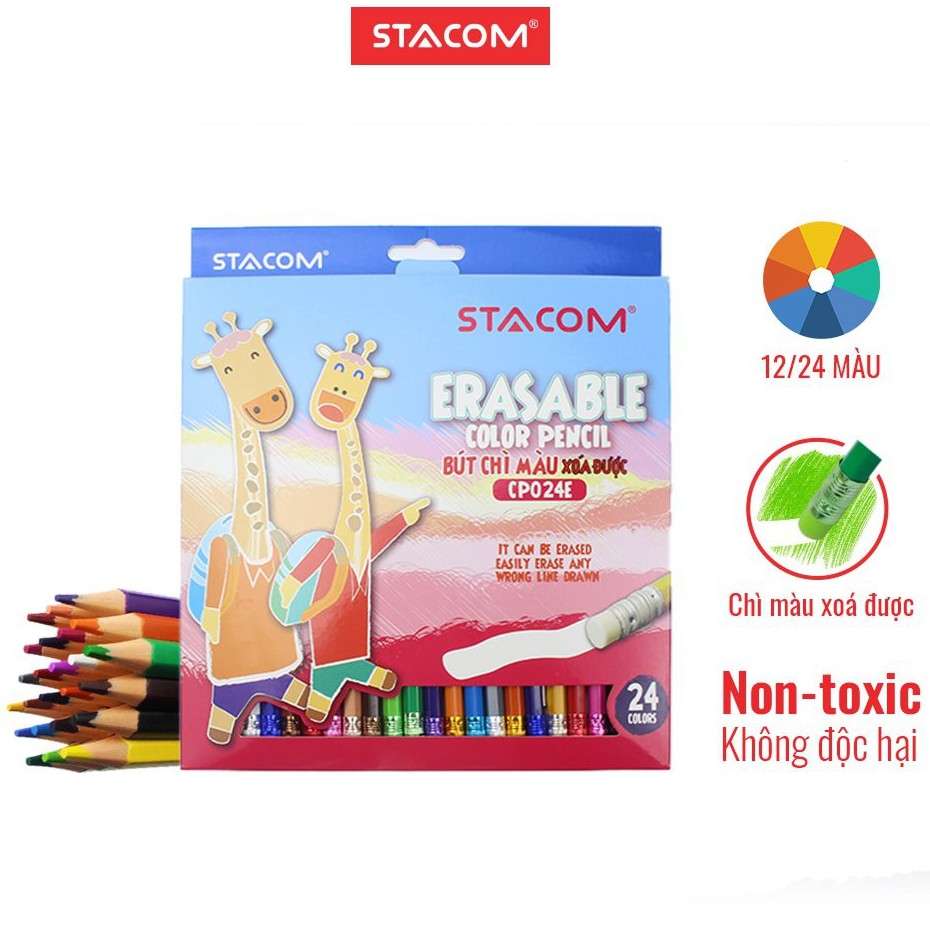 Bút chì 24 màu xóa được Stacom/CP024E