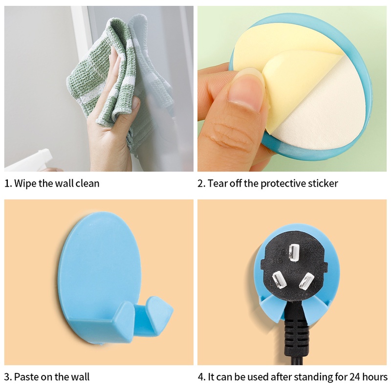 Set 2 Móc Treo Đồ Dán Tường Tiết Kiệm Không Gian Cho Nhà Bếp / Nhà Tắm Giá Đỡ