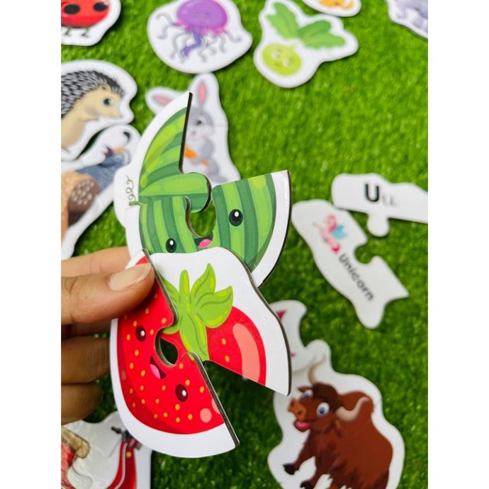 Bộ đồ chơi ghép hình tư duy 72 PUZZLE, ghép hình hai mảnh học chữ cái, chữ số giúp bé nhận biết làm quen Tiếng Anh