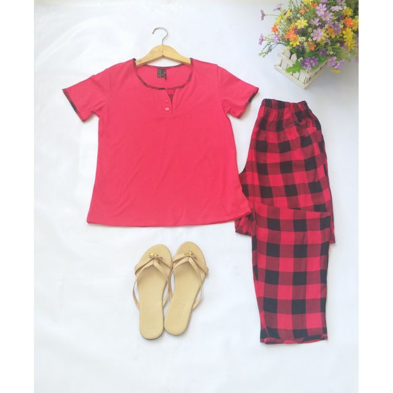 Bộ mặc nhà ngắn tay quần dài chất cotton siêu xinh (Màu ngẫu nhiên hoặc ghi chú khi đặt)