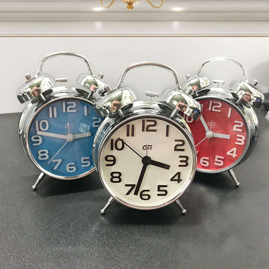 Đồng Hồ Báo Thức Để Bàn Inox Kim Trôi điện tử mini loại phù hợp cho phòng ngủ và phòng khách chuông to hiện đại đẹp