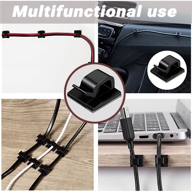 Set 10 kẹp giữ dây cáp bằng nhựa sử dụng keo 3M tự dính tiện dụng