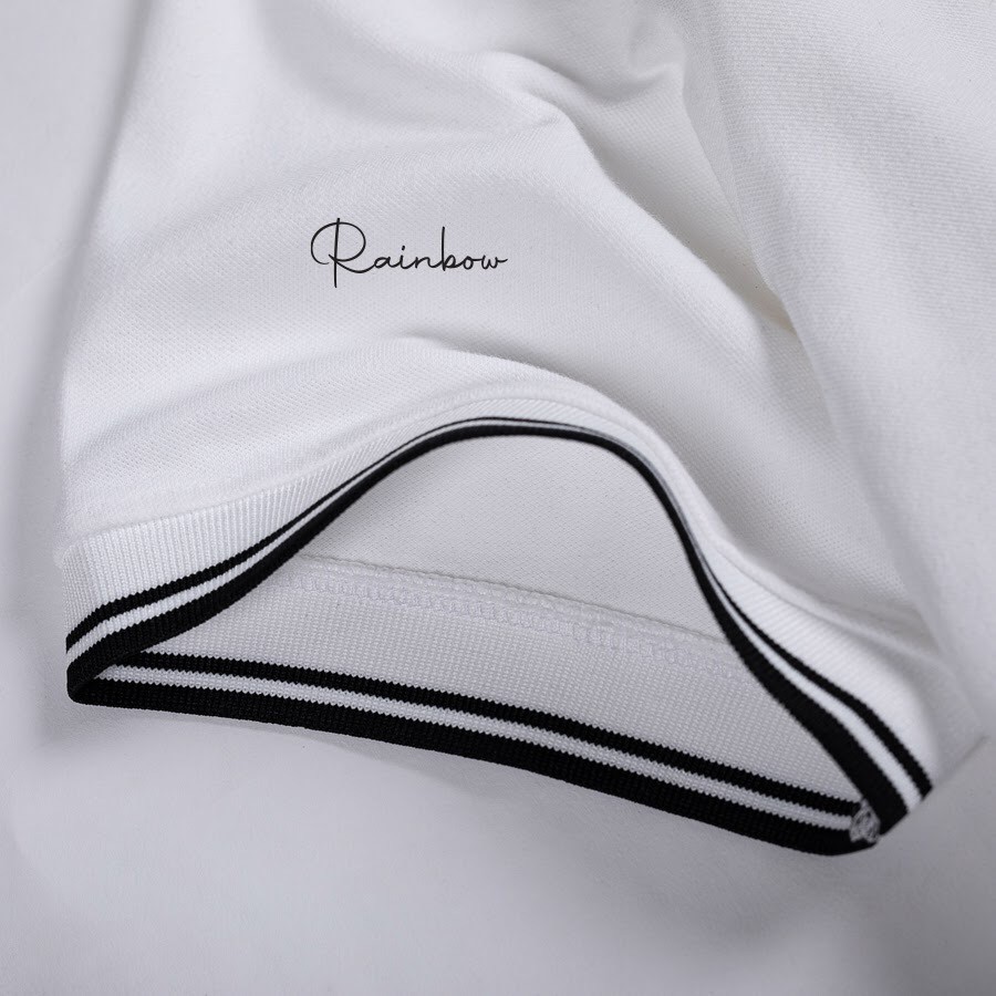 Áo polo nam cao cấp chính hãng Rainbow PO002 - Trắng phối sọc viền | BigBuy360 - bigbuy360.vn