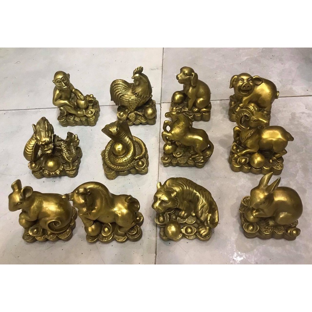 Tượng 12 con giáp cầm Ngọc Các Cỡ Bằng Đồng Nguyên Chất