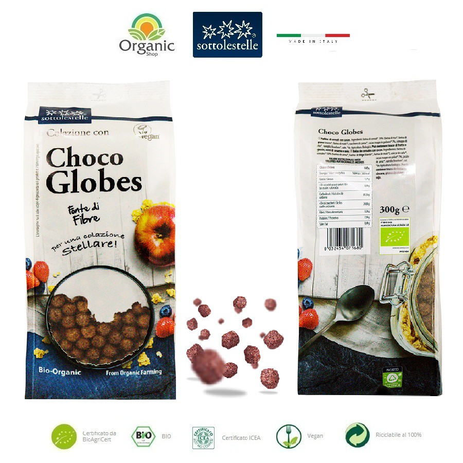 Viên ngũ cốc socola hữu cơ 300g Sottolestelle Organic Choco Balls