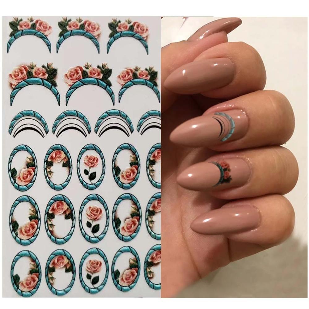 Miếng Dán Trang Trí Móng Tay Bằng Acrylic Họa Tiết Hình Học Độc Đáo