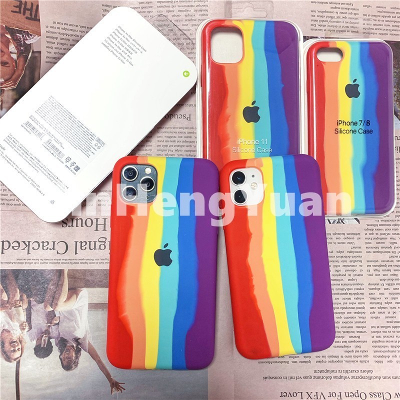 Ốp lưng mềm màu cầu vồng chống rơi cho IPhone 11 12 Pro Max Mini X XS Max XR 6S 7 6 8 Plus SE2