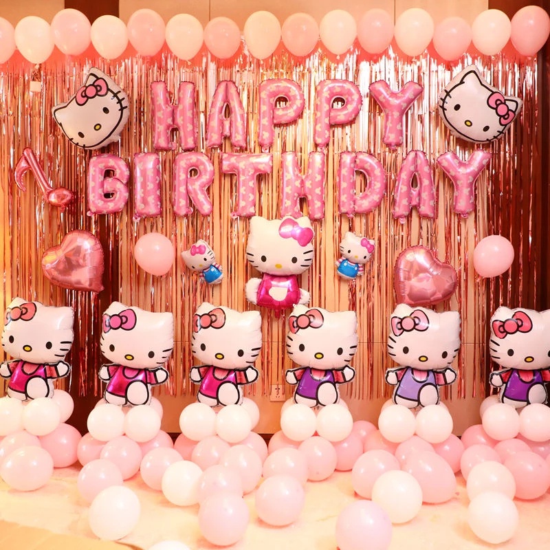 Bong Bóng Lá Nhôm Hình Mèo Hello Kitty Hoạt Hình Trang Trí Tiệc Sinh Nhật Cho Bé