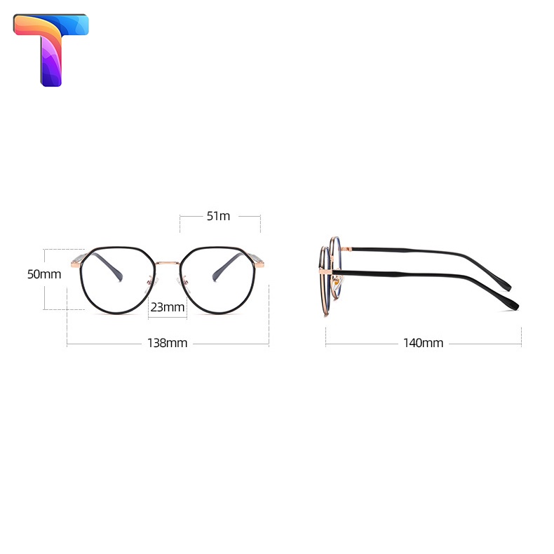 Mắt kính chống ánh sáng xanh kim loại tròn nam nữ TR002