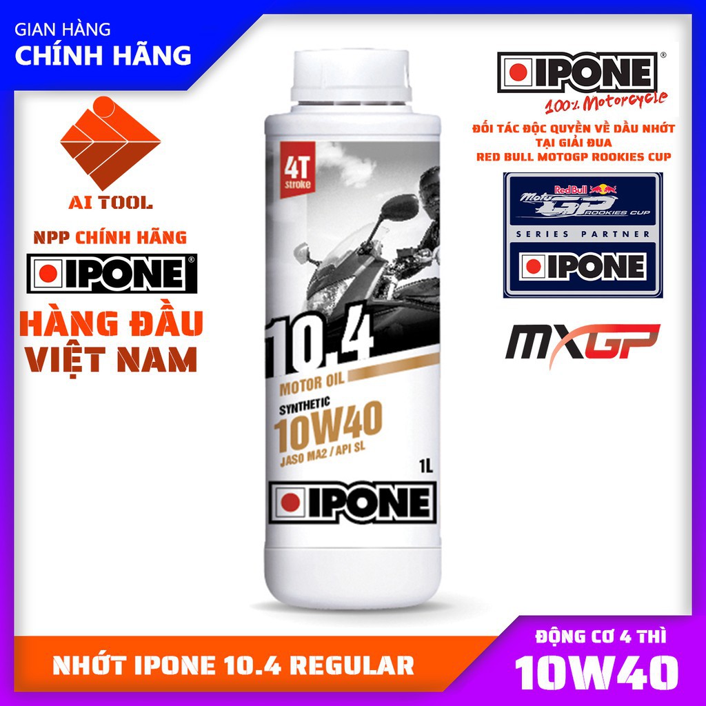 [CAO CẤP] Nhớt xe máy 4t, số, côn tay IPONE 10.4 10W40 1L ( Dòng phổ thông 4 thì )