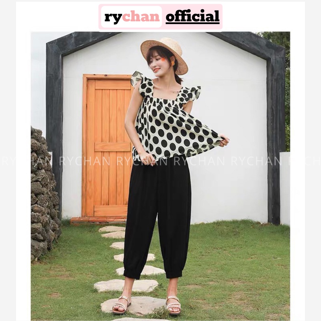 SE839 - Set Quần Bí Mix Áo Bèo Chấm Bi Cánh Tiên Nhiều Màu / Set Bộ Bi Dễ Thương Trẻ Trung Năng Động Vải Lụa Mềm Mại