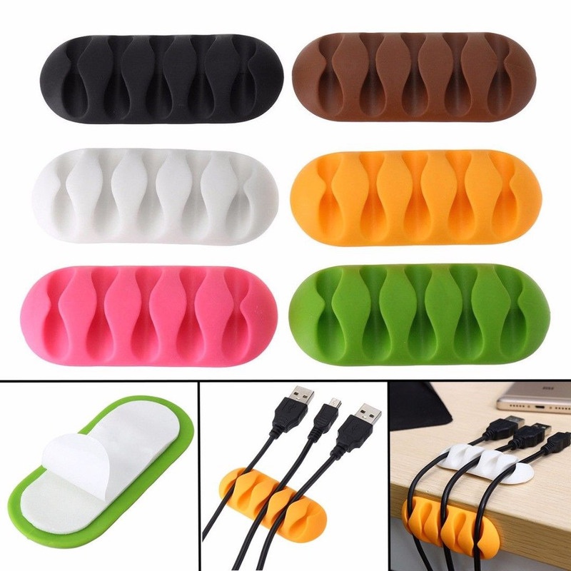 Kẹp Cố Định Dây Cáp Sạc USB Tự Dính Bàn Bằng Silicon Tiện Dụng