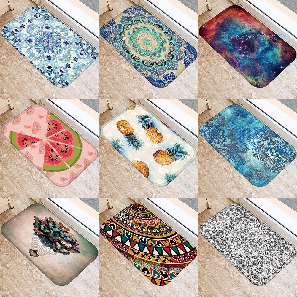 Thảm Chùi Chân Chống Trượt Thấm Hút Tốt In Họa Tiết Dưa Hấu / Hoa Xinh Xắn Kích Thước 40