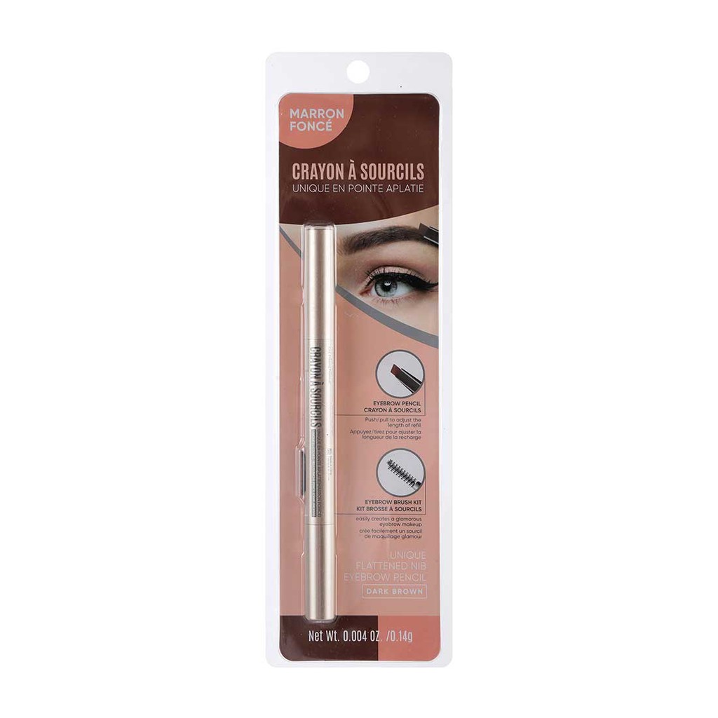 Chì kẻ mày Miniso Unique Flattened Nib Eyebrow Pencil 0.14g (Nâu/Nâu đậm) | BigBuy360 - bigbuy360.vn