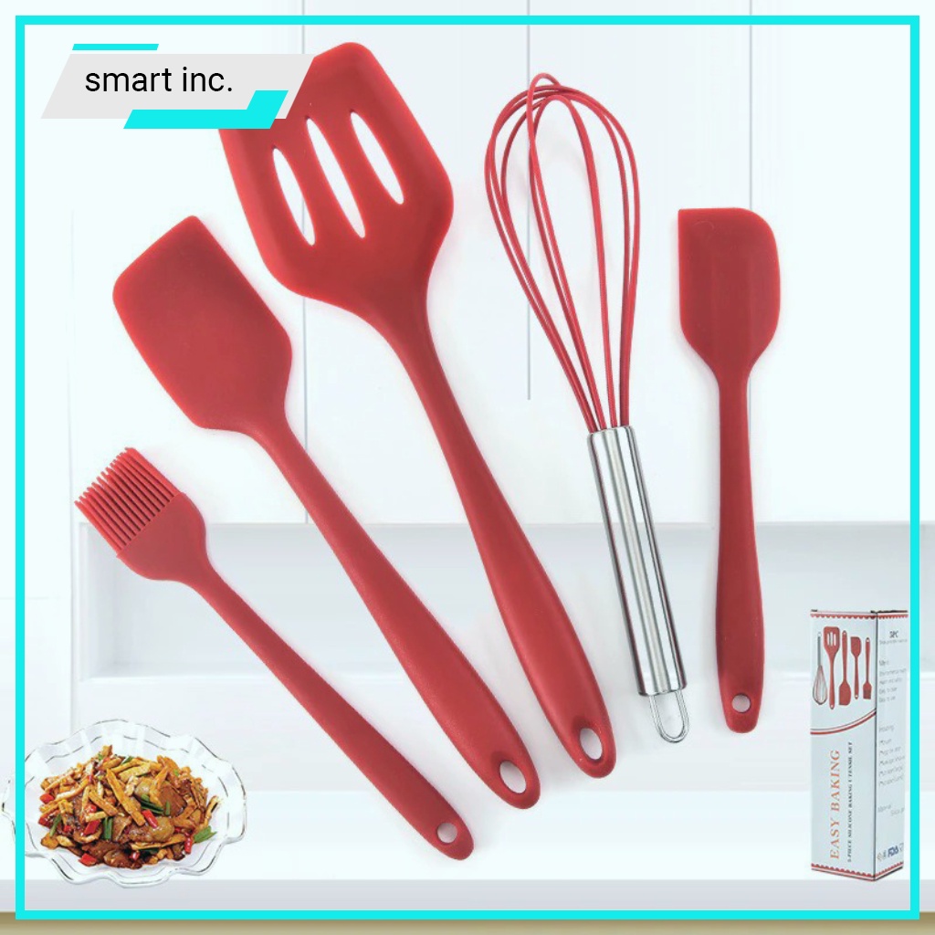 Dụng Cụ Làm Bánh Phới Trộn Bột Spatula Đánh Trứng Cọ Quét Bằng Silicon 5 Món