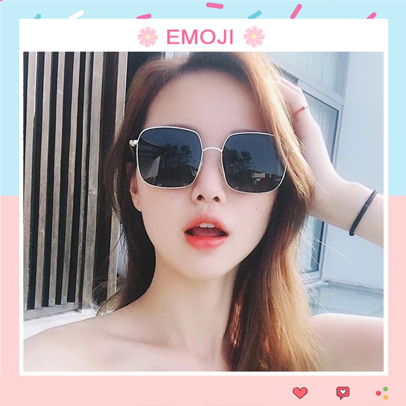Kính mát nam nữ gọng vuông chống tia UV thời trang phong cách Hàn Quốc đẹp sang trọng EMOJI 009