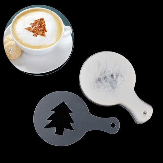 Set 16 khuôn tạo hình trang trí cà phê Capuchino