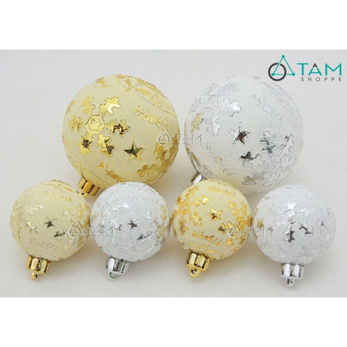Set 2 trái châu Noel họa tiết bông tuyết cùng size cùng màu X-TRCH-05