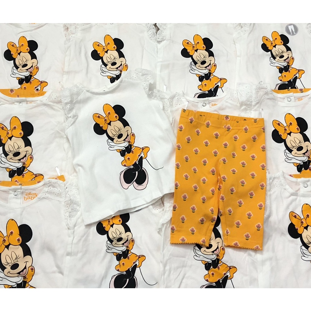 Set bộ cotton mickey minnie quần legging cho bé gái từ 8 đến 15 kg