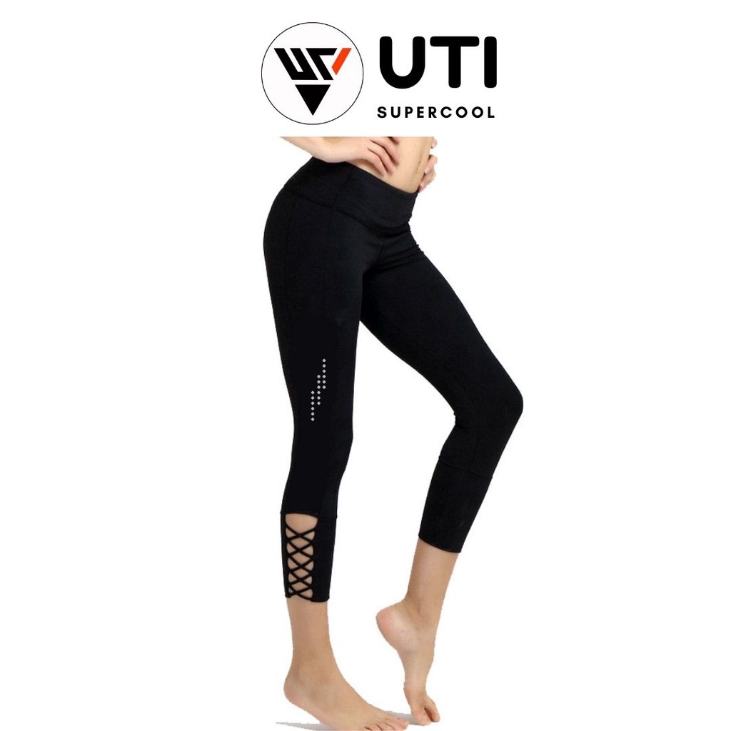 Quần legging lửng UTi Vải Thun Cao Cấp Mềm Mịn Co Giãn Tốt Lưng Cao Ôm Dáng Tập Gym - Yoga