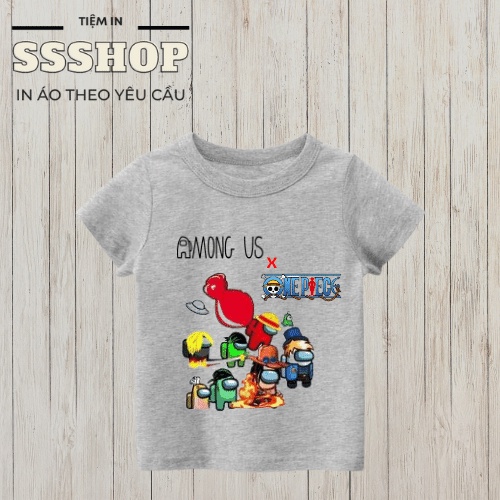 Áo thun trẻ em in hình Among Us skin One Piece Luffy Zoro, Chất liệu vải cotton mềm mịn thấm hút mồ hôi, SSSHOP