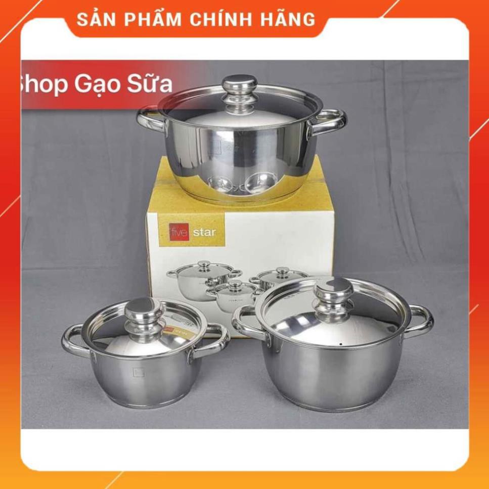 ♥️ [FreeShip] Bộ nồi Fivestar 3 chiếc 3 đáy vung inox , Hàng chính hãng - Bảo hành 12 tháng