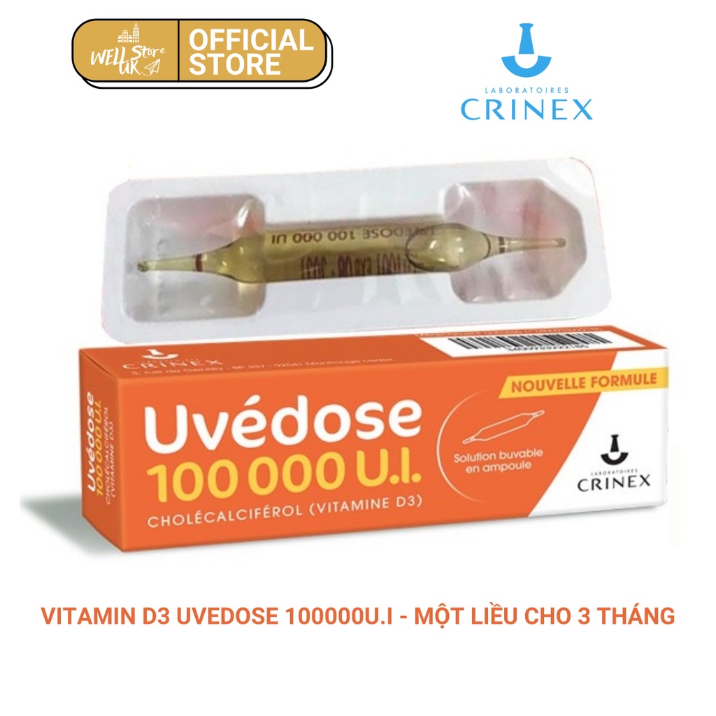 Pháp- Vitamin D3 Uvedose Liều Cao 100000 UI Của Pháp Cho Bé Từ 18 Tháng hộp 1 ống