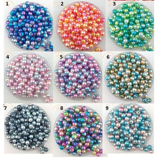 25gam hạt bẹt, hạt cườm ngọc nhựa CÓ LỖ đa sắc nhiều màu 6-8-10mm
