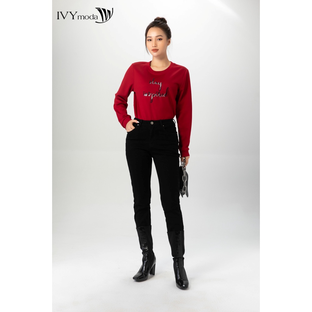 Áo thun nữ thêu chữ Stay Inspired IVY moda MS 58M7167
