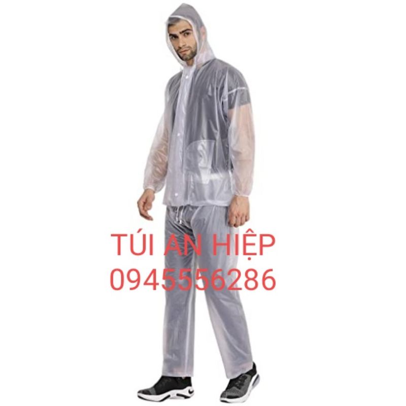 Bộ áo mưa rời quần, áo trong suốt| Transparent rain coat suit