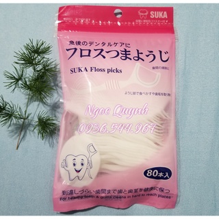 10 gói tăm chỉ nha khoa suka floss pick nhật bản gói 80 cái