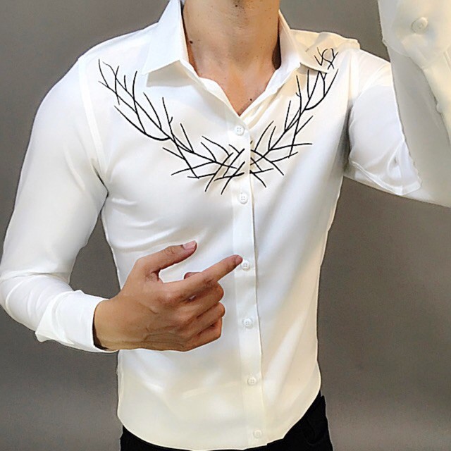 Áo Sơ Mi Thêu Hoạ Tiết Hàng Thiết Kế