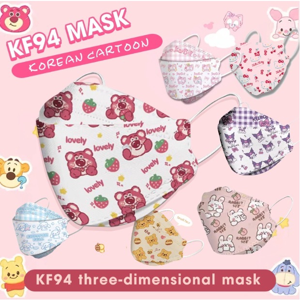 Khẩu Trang Họa Tiết Hàn Quốc KF94 Người Lớn In Hình X Mask Of The Bear