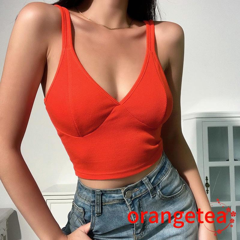 Áo Croptop Sát Nách Cổ Chữ V Quyến Rũ Thời Trang Cho Nữ
